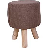 Rebecca SRL Puff Reposapies Tela Marron Casa de Campo Retro Dormitorio Bano (cod. RE4536)
